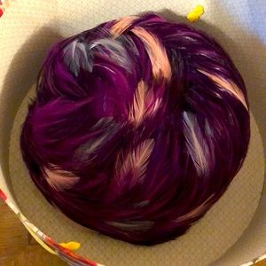 Vintage Purple Feather Pillbox Hat
